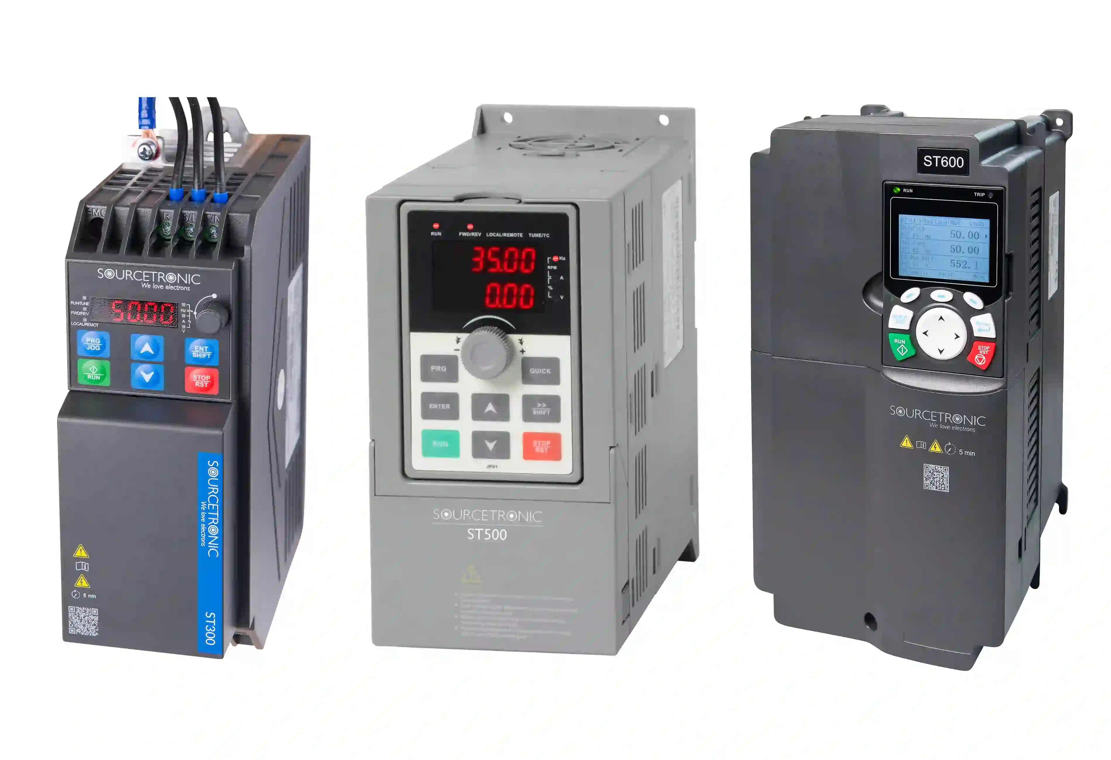 Drei Frequenzumrichter nebeneinander