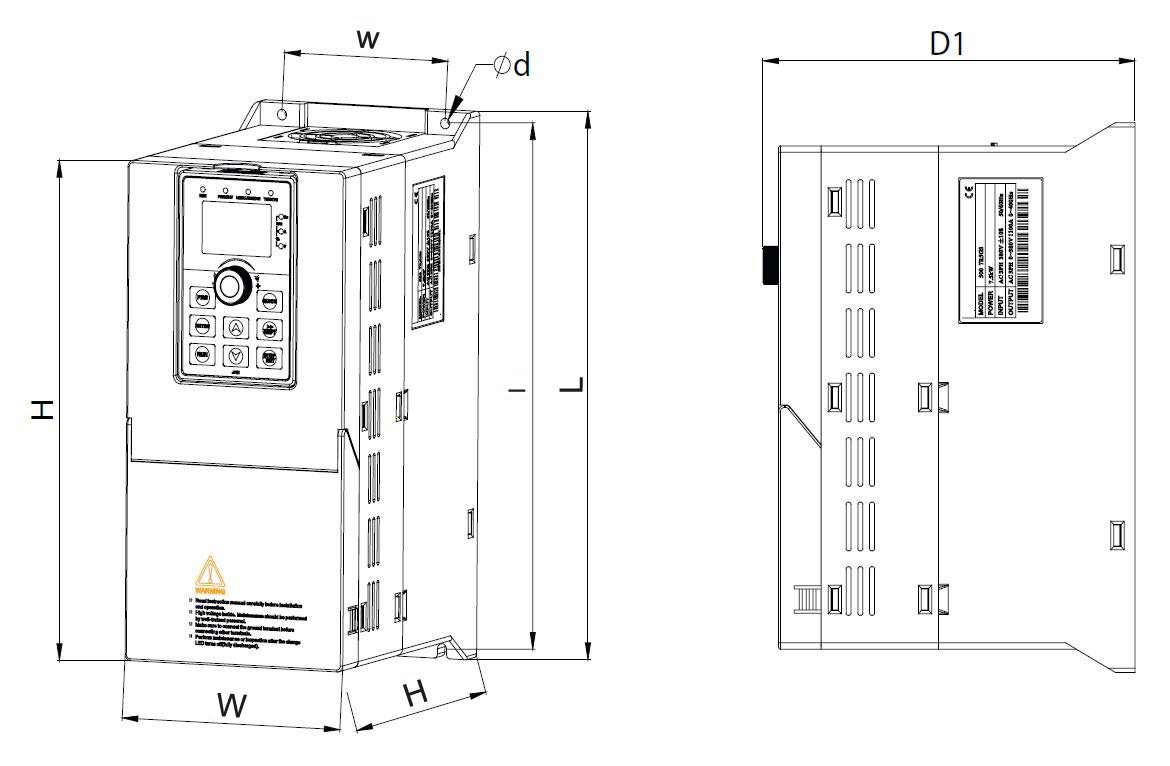 Frequency Inverter ST500 Dimensions