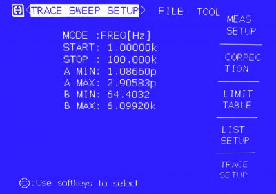 Trace Sweep Setup Trace Sweep Setup