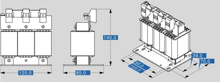 Motor reactor MR3 400 13 dimensions