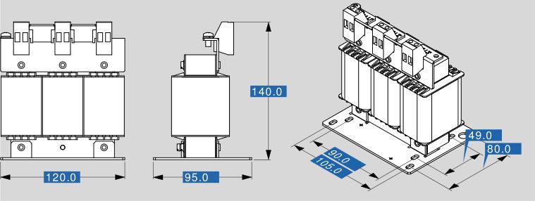 Motor reactor MR3 400 18 dimensions