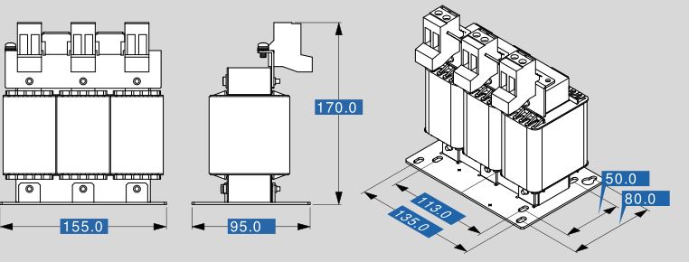 Motor reactor MR3 400 30 dimensions