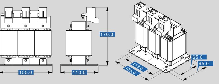 Motor reactor MR3 400 37 dimensions