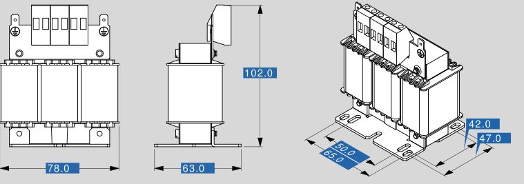 Motor reactor MR3 400 4 dimensions