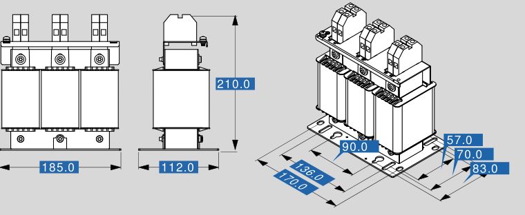 Motor reactor MR3 400 61 dimensions