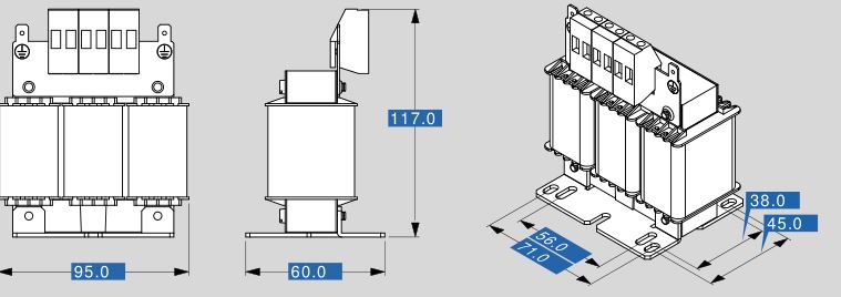 Motor reactor MR3 400 8 dimensions