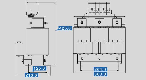 Dimensioni filtro sinusoidale SFB 400/115